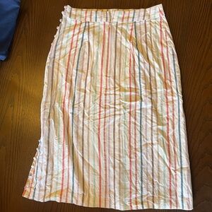 Madewell Button Slit Midi Skirt in Flecked Rainbow Stripe 0